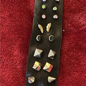 Earring collection of stud type. 13 pairs of all different styles. A bargain